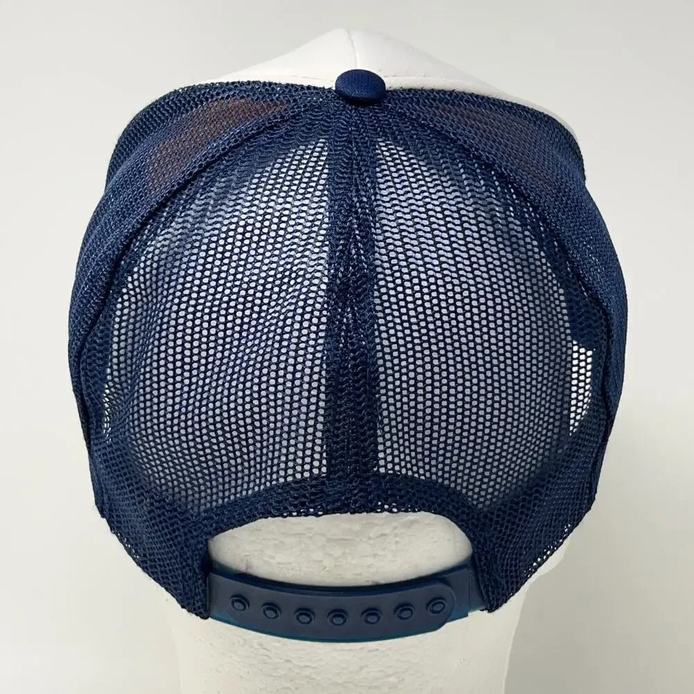Vintage 80s Alaska Go Kiss a Moose Trucker Hat Baseball Cap Mesh Snapback Blue
